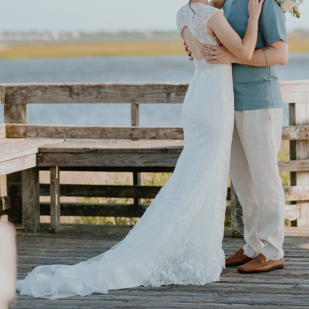 Voyage Bridal by Marilee 6905 - embroidered lace backless wedding dress